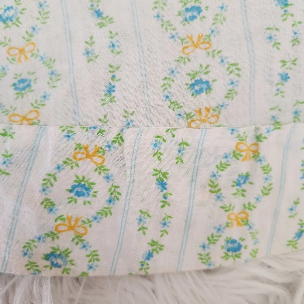 70s Vtg Handmade Maxi Prairie Dress‎ Roses Floral Seersucker cottagecore - Picture 12 of 16